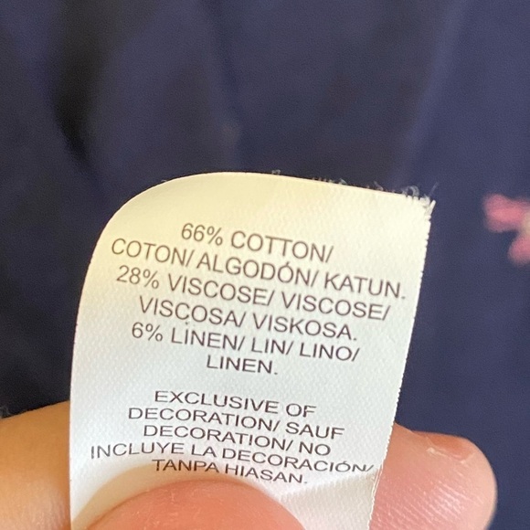 LUCKY Brand Long Sleeve Navy Embroidered Floral Medium Shirt - Picture 7 of 7